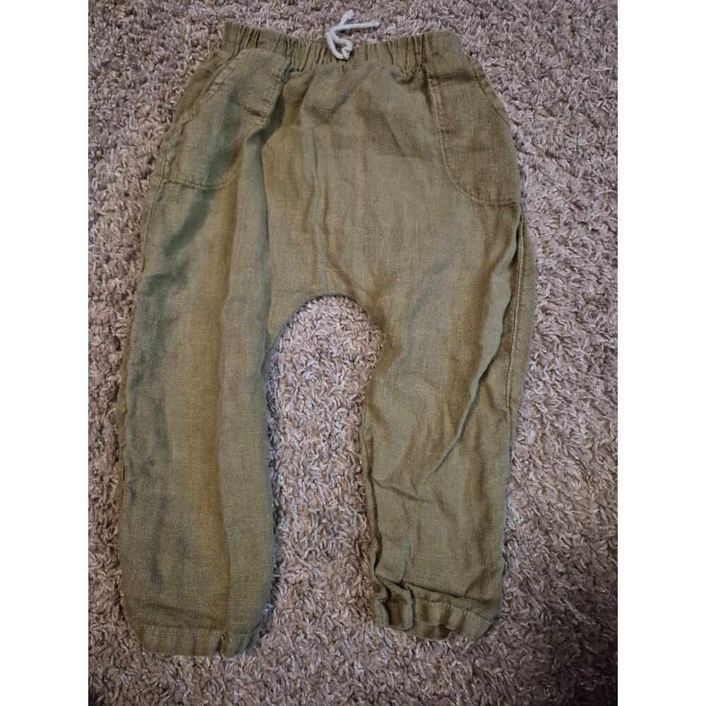 Play up linen pants size 12 months - olive green